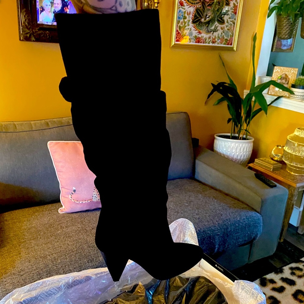 Knee-high suede boots